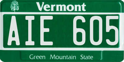VT license plate AIE605