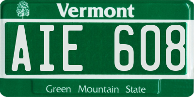 VT license plate AIE608