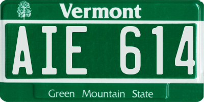 VT license plate AIE614