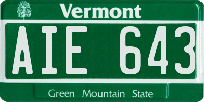 VT license plate AIE643