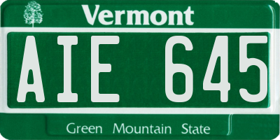 VT license plate AIE645