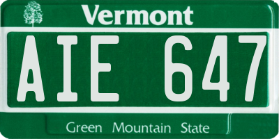 VT license plate AIE647