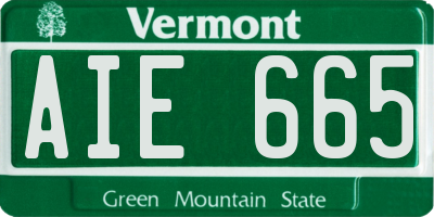 VT license plate AIE665