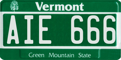 VT license plate AIE666