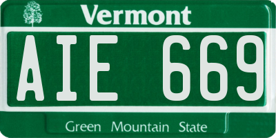 VT license plate AIE669