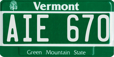 VT license plate AIE670