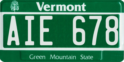 VT license plate AIE678