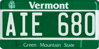 VT license plate AIE680