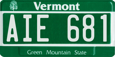 VT license plate AIE681