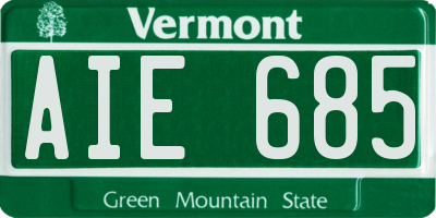 VT license plate AIE685