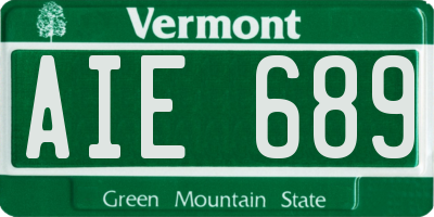 VT license plate AIE689