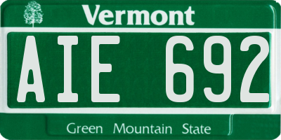 VT license plate AIE692