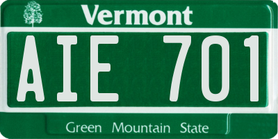 VT license plate AIE701