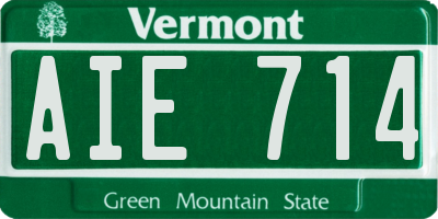 VT license plate AIE714