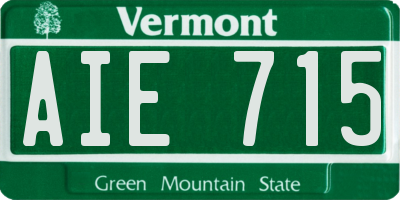 VT license plate AIE715
