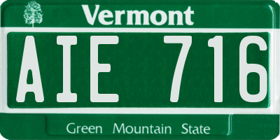 VT license plate AIE716