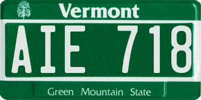 VT license plate AIE718