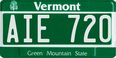 VT license plate AIE720