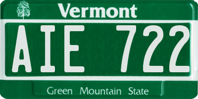 VT license plate AIE722
