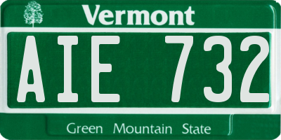 VT license plate AIE732