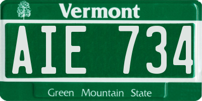 VT license plate AIE734