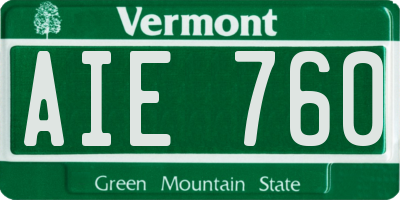 VT license plate AIE760