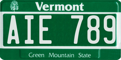 VT license plate AIE789