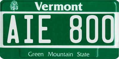VT license plate AIE800