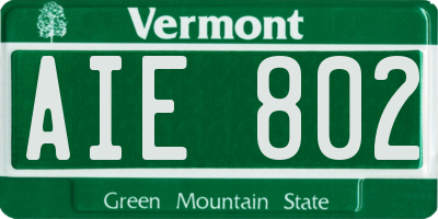 VT license plate AIE802