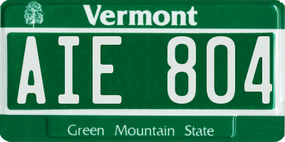 VT license plate AIE804