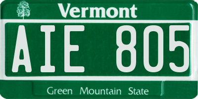 VT license plate AIE805