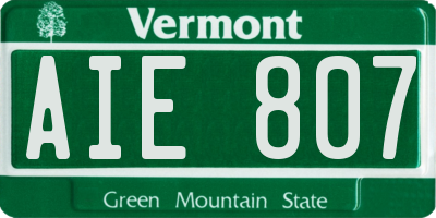 VT license plate AIE807