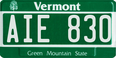 VT license plate AIE830