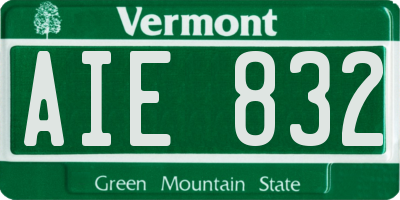 VT license plate AIE832