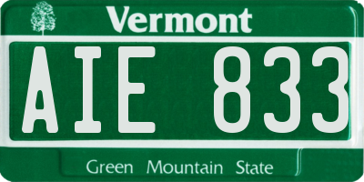 VT license plate AIE833