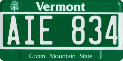 VT license plate AIE834