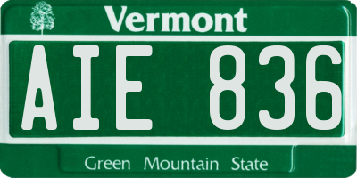 VT license plate AIE836