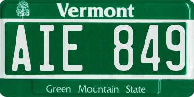 VT license plate AIE849