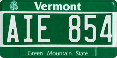VT license plate AIE854