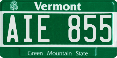 VT license plate AIE855