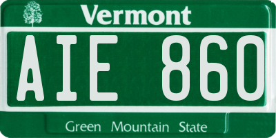 VT license plate AIE860