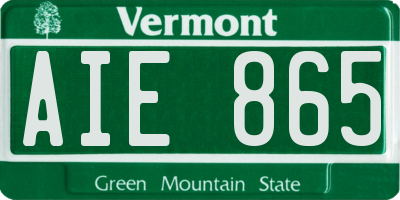 VT license plate AIE865