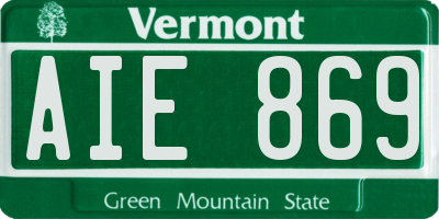 VT license plate AIE869
