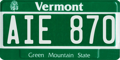 VT license plate AIE870