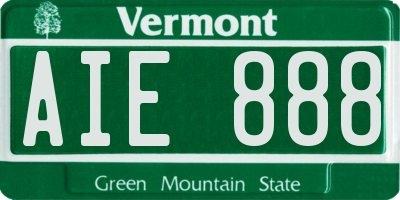 VT license plate AIE888