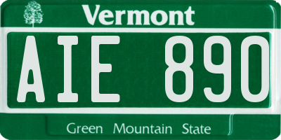 VT license plate AIE890