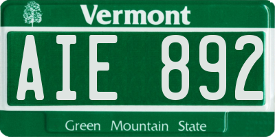 VT license plate AIE892