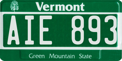 VT license plate AIE893