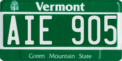 VT license plate AIE905
