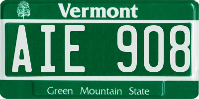 VT license plate AIE908